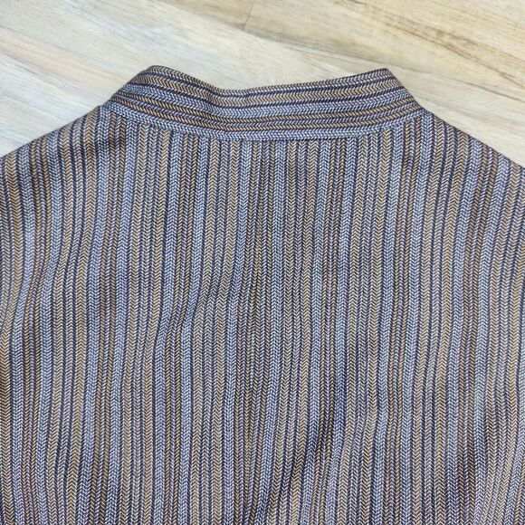 🔹️Vintage Anne Klein II Brown Pinstripe Button Front Sleeveless Vest Size 6 - Picture 5 of 11